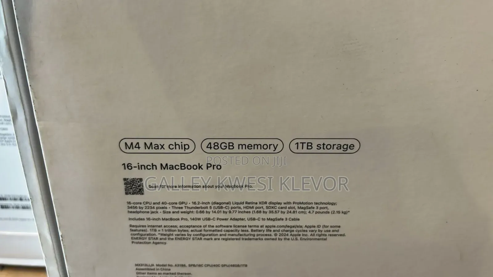 New Laptop Apple MacBook Pro 16GB Apple M4 Max SSD 512GB