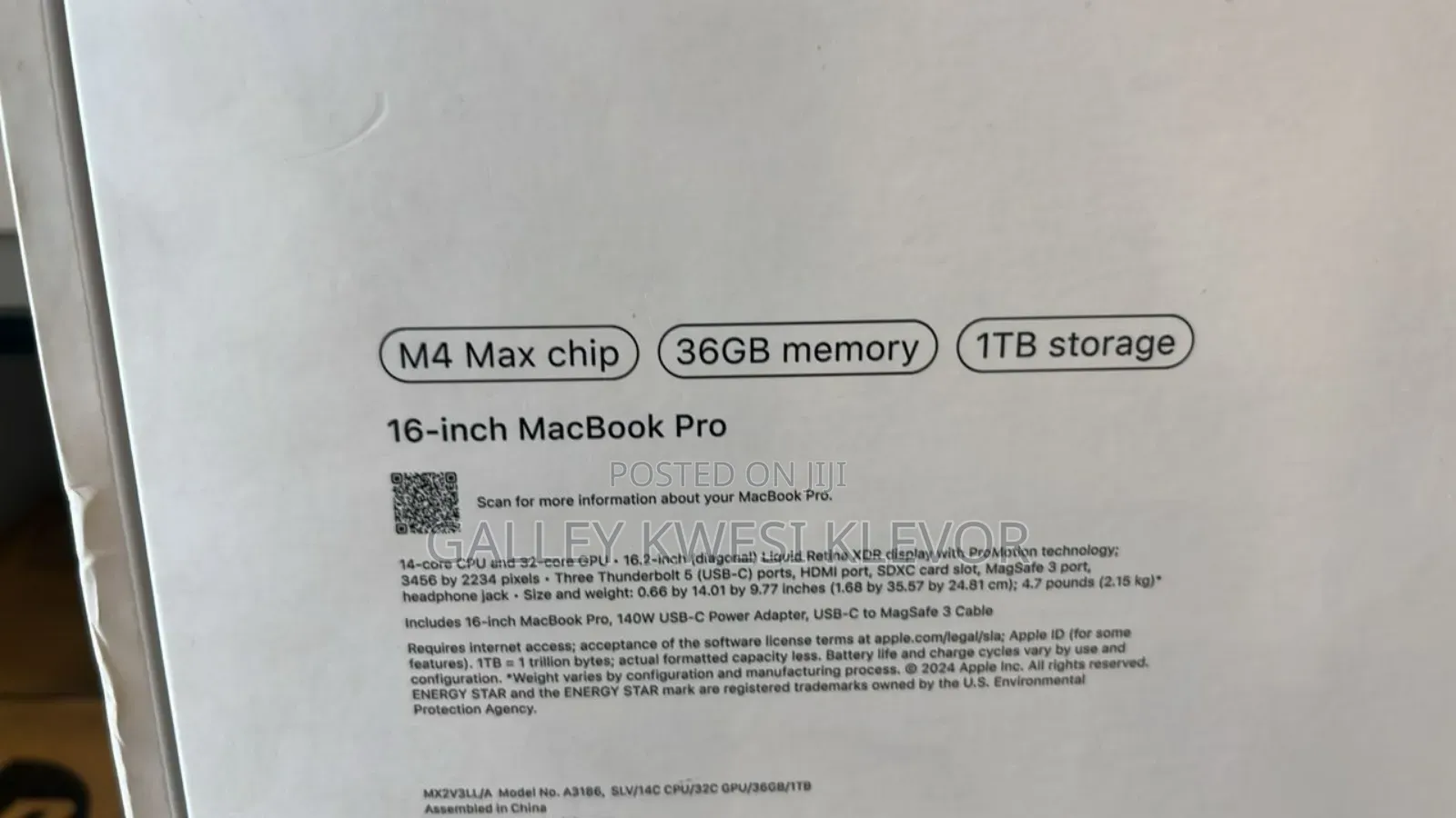 New Laptop Apple MacBook Pro 16GB Apple M4 Max SSD 512GB