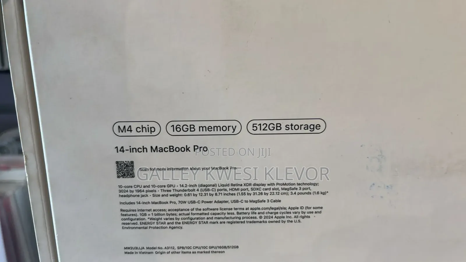 New Laptop Apple MacBook Pro 16GB Apple M4 Max SSD 512GB