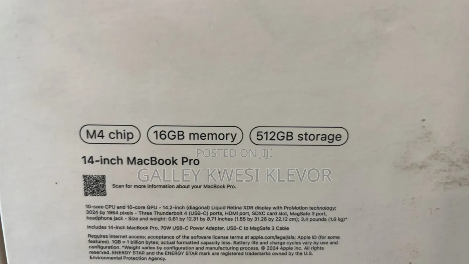 New Laptop Apple MacBook Pro 16GB Apple M4 Max SSD 512GB