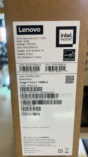 New Laptop Lenovo Yoga 7i 16GB Intel Core Ultra 7 SSD 1T