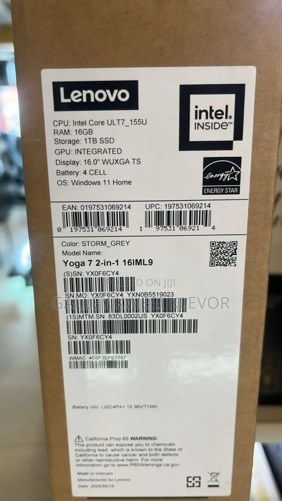 New Laptop Lenovo Yoga 7i 16GB Intel Core Ultra 7 SSD 1T