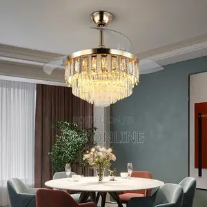Gold Retractable Ceiling Fan Lamp