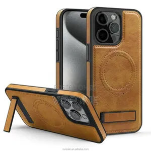 Rugged Magnetic Leather Phone Case With Kickstand