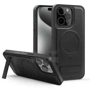 Rugged Magnetic Leather Phone Case With Kickstand