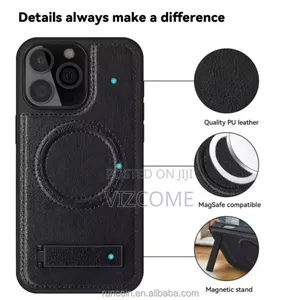 Rugged Magnetic Leather Phone Case With Kickstand