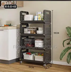 4 Tier Heavy Duty Kitchen Storage Rack With Wheels