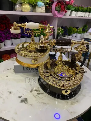 Ornament Retro Dial Telephone Music Box With Drawer Golden Brown