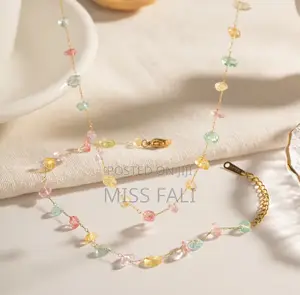Multi Charm Necklace and Bracelet Set. Waterproof and Non-Tarnish