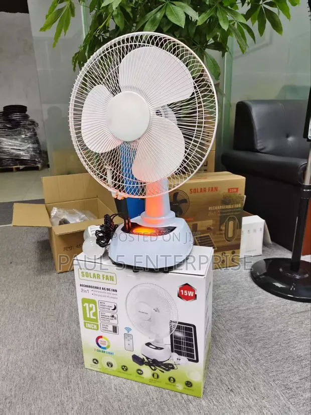 12inch Solar Rechargeable Fan With Bulbs