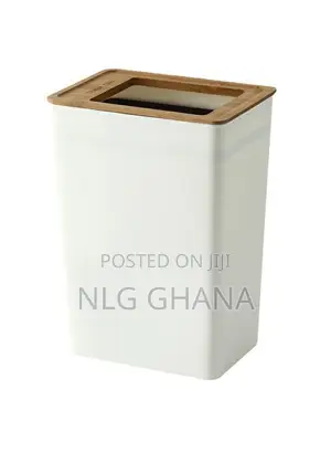 7.5l Bamboo Lid Plastic Trash Can Minimalist Living Room. Tvx26573