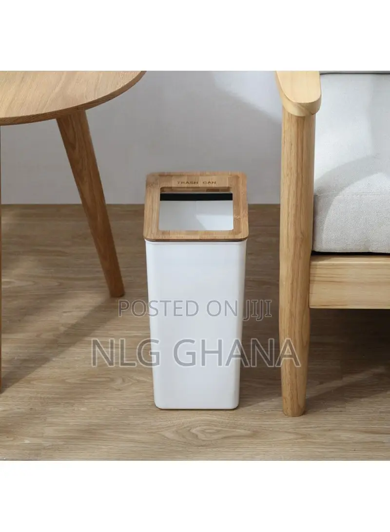7.5l Bamboo Lid Plastic Trash Can Minimalist Living Room. Tvx26573