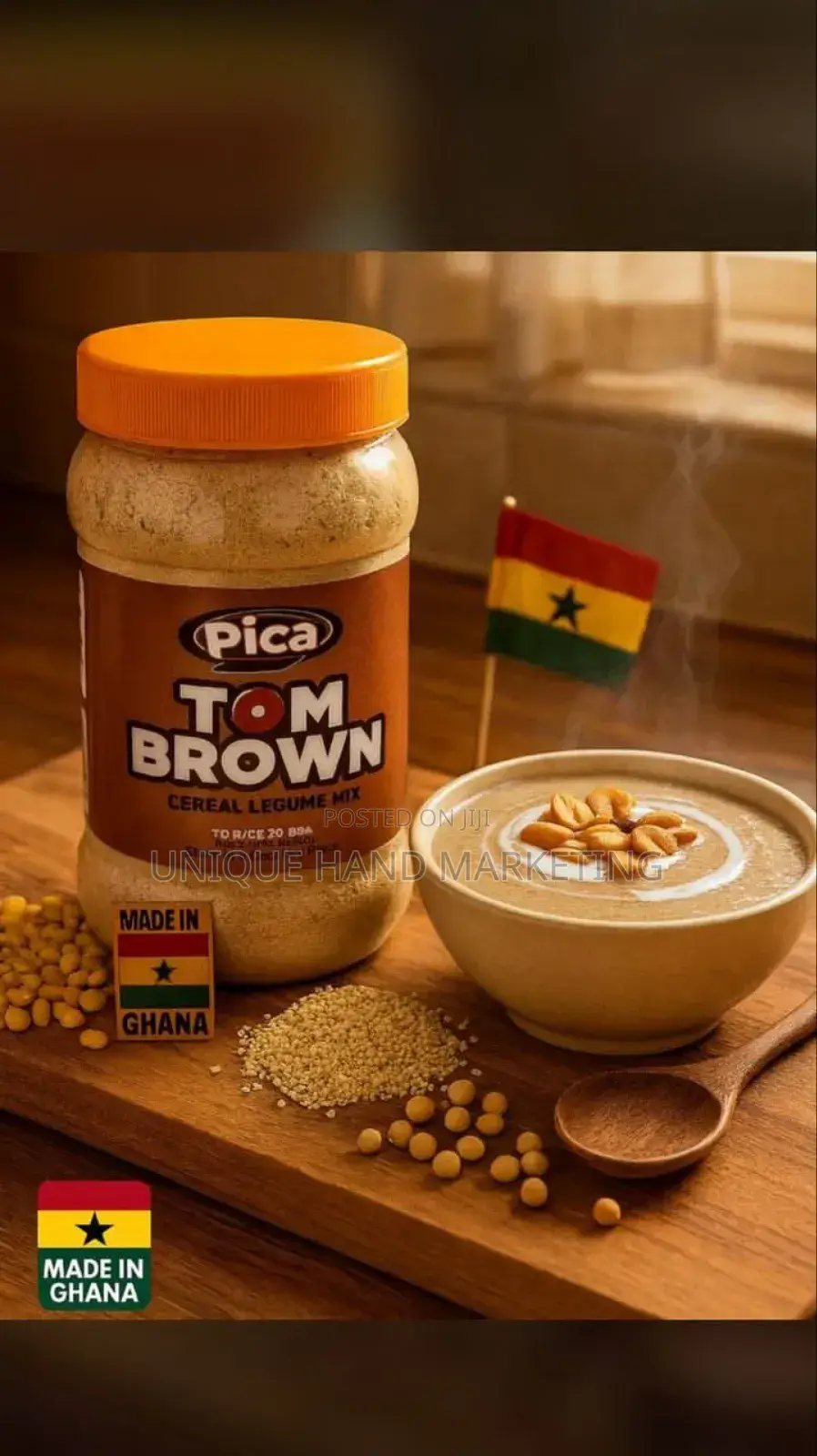 Pica Tombrown, Maize Grits and Hausa Koko Flour