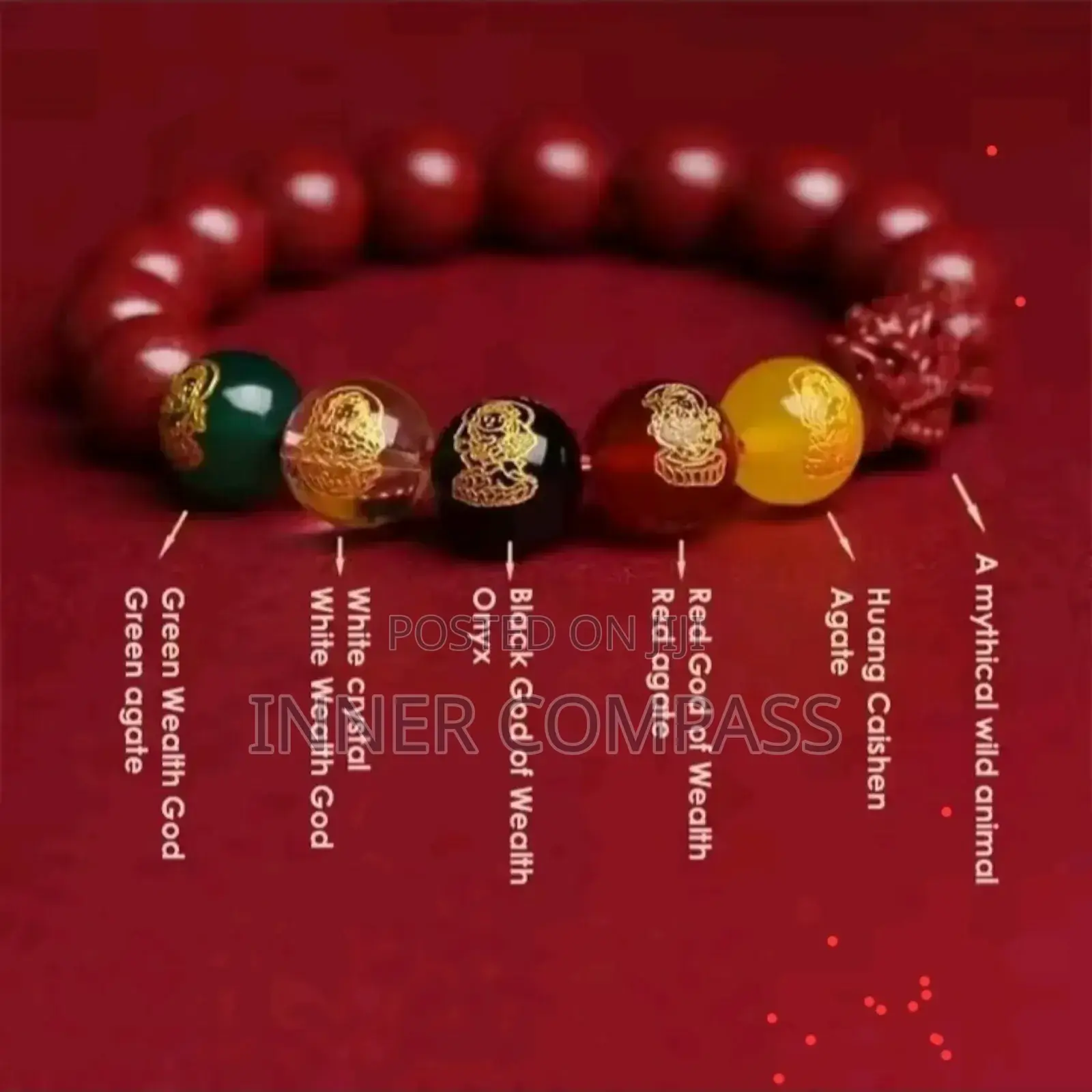 Fengshui Pixiu Charms Cinnabar Bracelet Lucky Cinnabar Chain