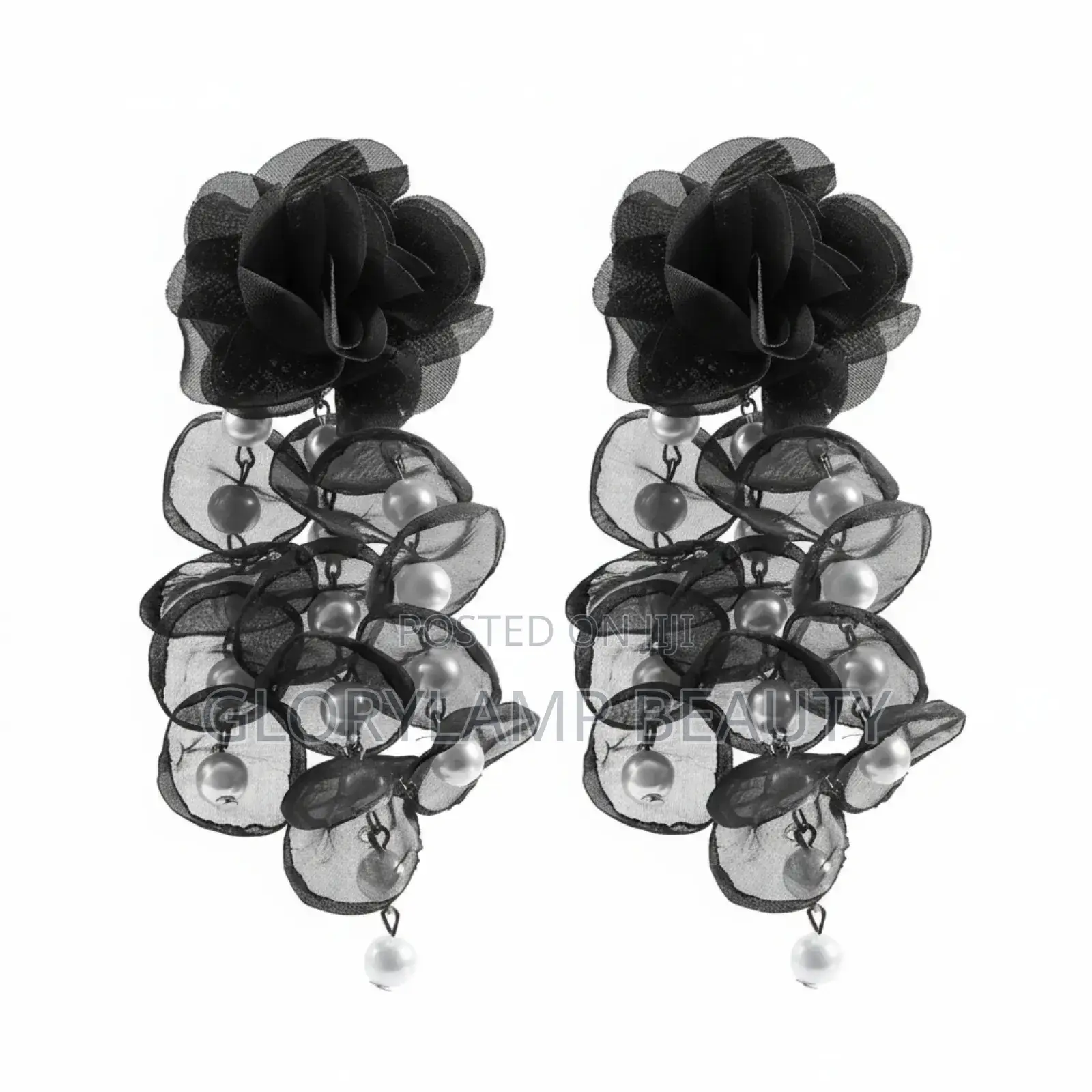Rose Petal Drop Earrings With Pearls – Statement Jewelry for Women