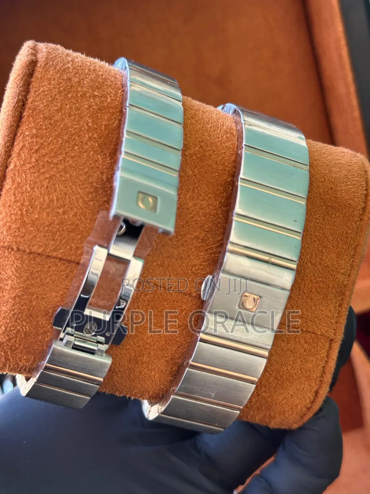 Silver and Rose Gold Omega Constellation Couple Watch Set
