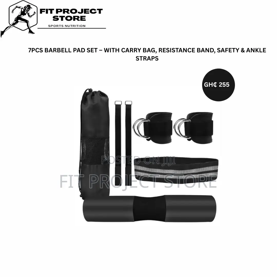 7pcsbarbell Set (With Ankle Strap , Resistance Band , Safety Straps )