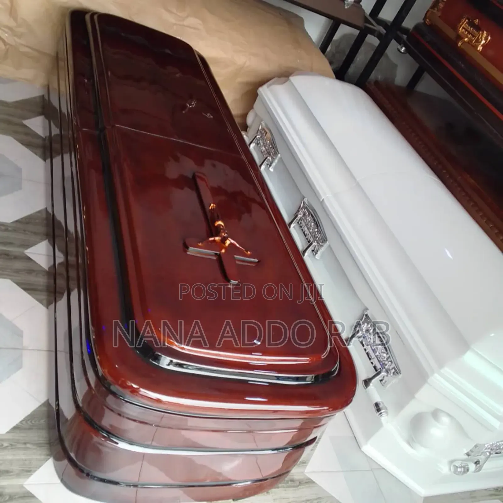 Stain Casket With Jesus's Cross on It