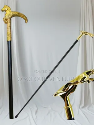 Golden Jaguar Head Walking Stick With Sword Inside for All Occasions.