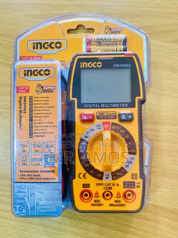 600v Digital Multimeter With True RMS 4000 Counts - Dm36002