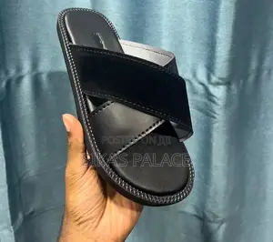 Suede Mixed With Leather Slippers
