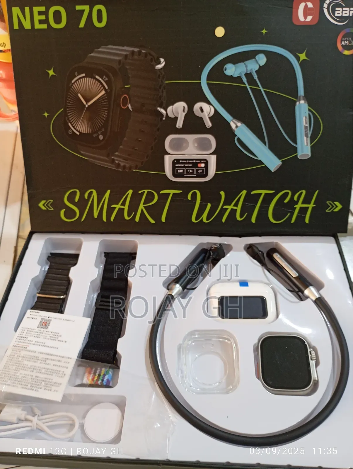 Neo 70 8-in-1 Smart Watch Set With Neckband Bt Airpod