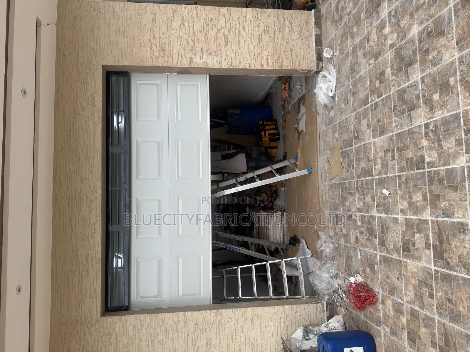 Garage Door With Extended Fanlight