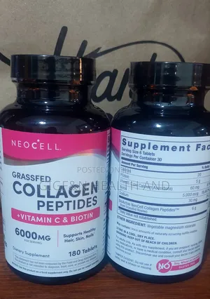Neocell, Grassfed Collagen Peptides + Vitamin C Biotin, 180 Tablets