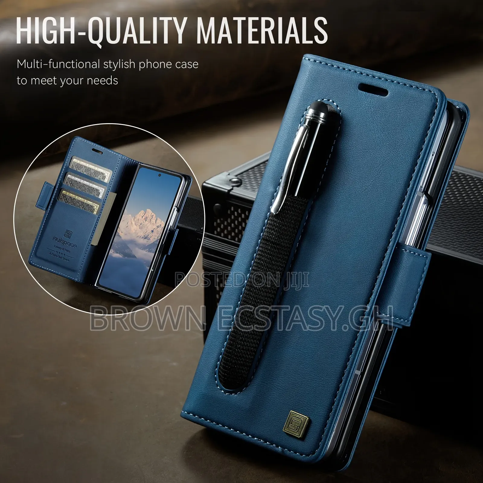 Autspace Z Fold 7 Leather Case With Pen Holder