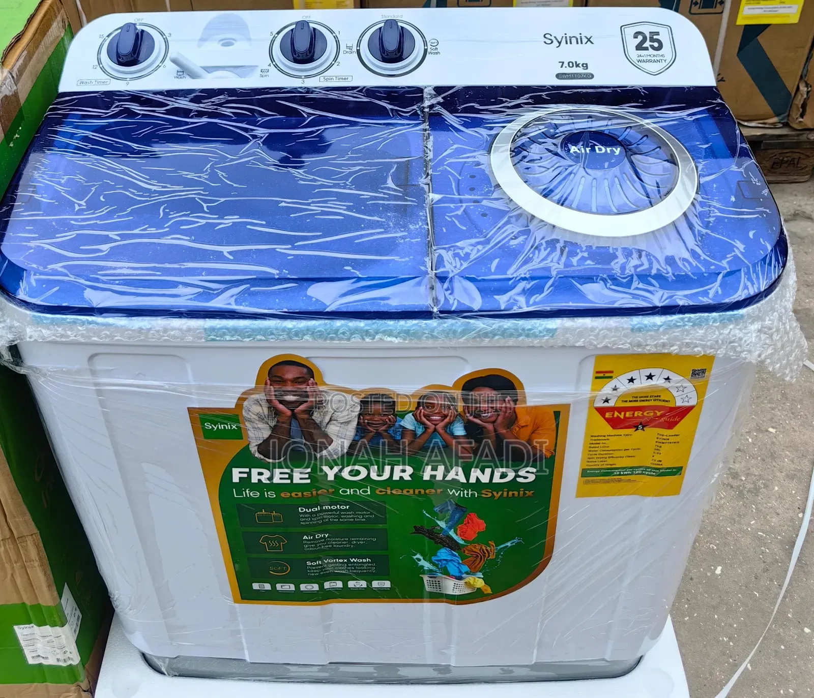 Syinix 7kg Semi-Automatic Twin Tub Washing Machine