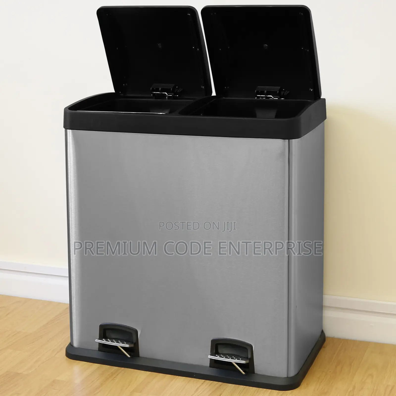 60 Liter Stainless Steel Bin Double Compartment– (30l Each)