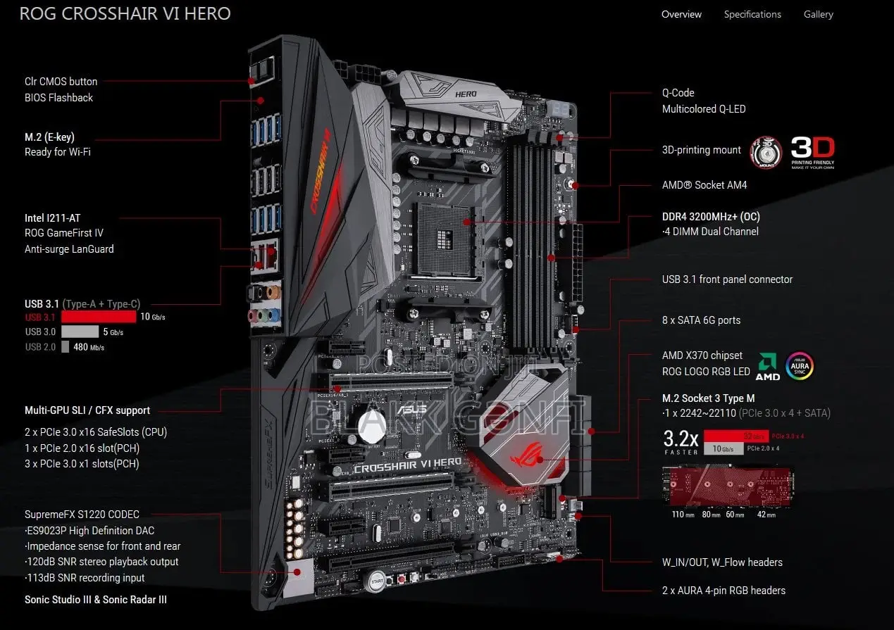 Asus Rog Crosshair Vi Hero X370 Rgb Motherboard