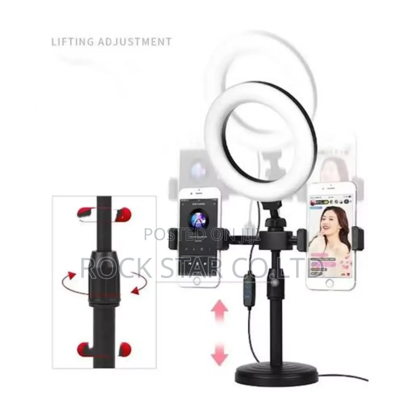 High Quality Ring Light With Tripod and 2 Phone Holders. 6 '' Inches.