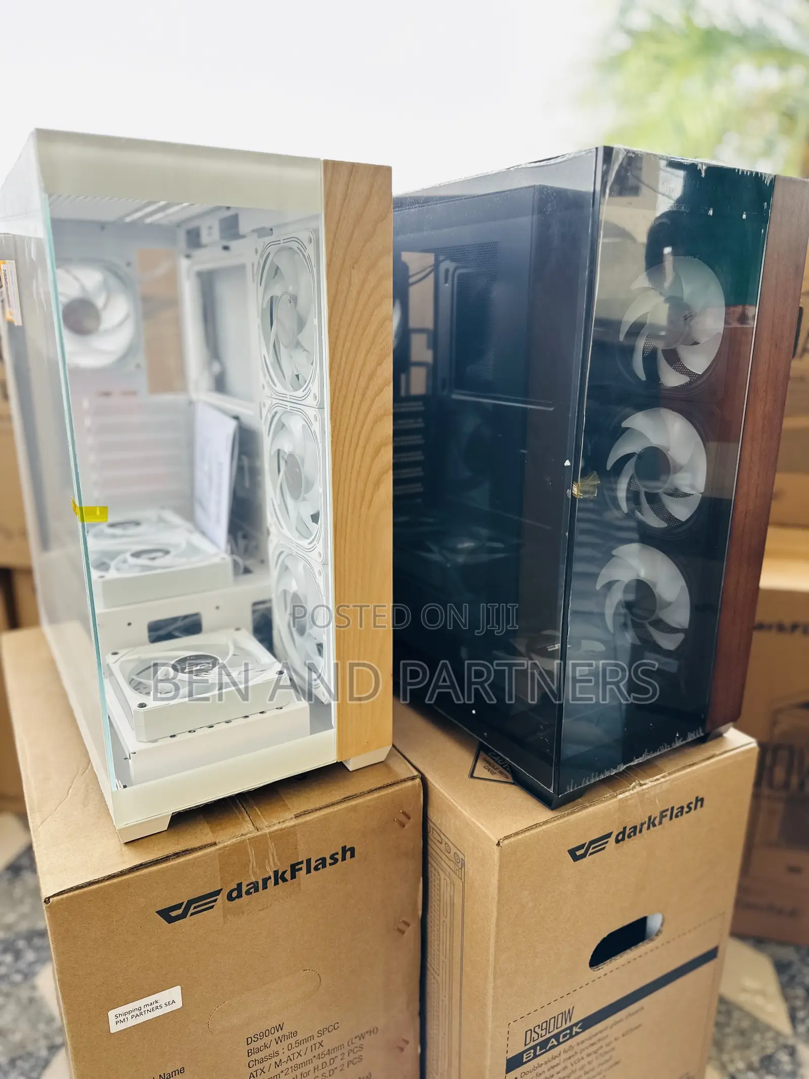 Darkflash Ds900w Atx Case With 7-argb Fans, Tempered Glass, Walnut