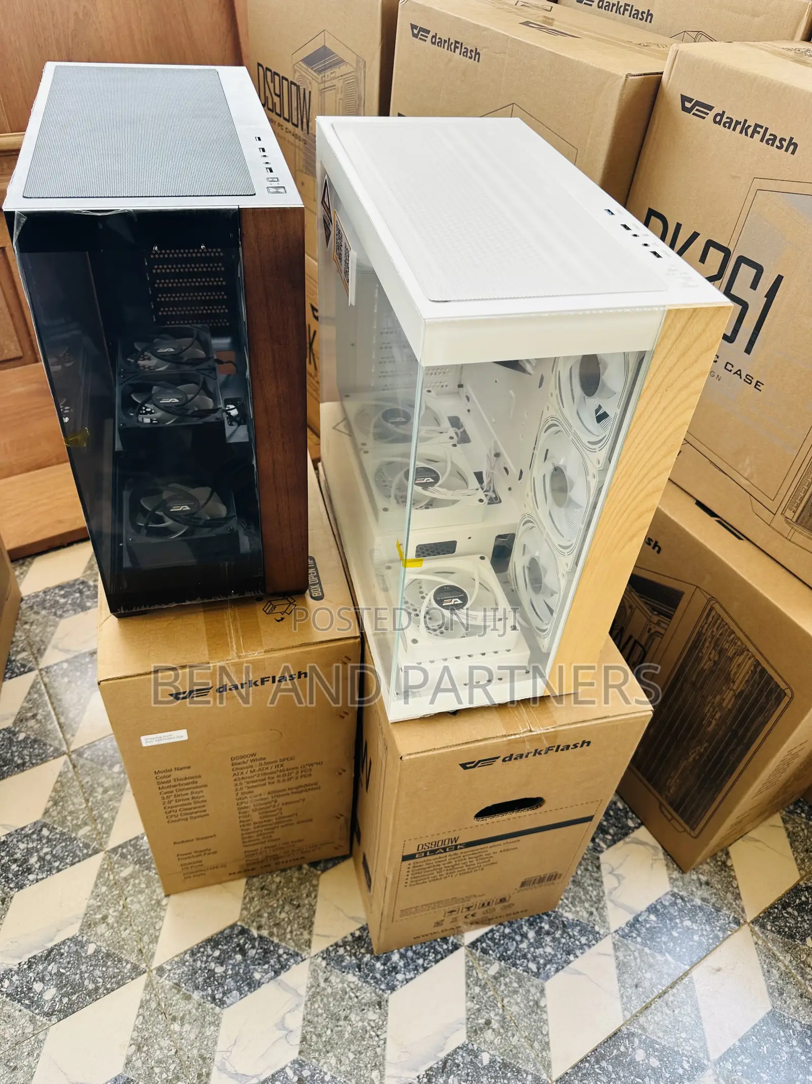 Darkflash Ds900w Atx Case With 7-argb Fans, Tempered Glass, Walnut