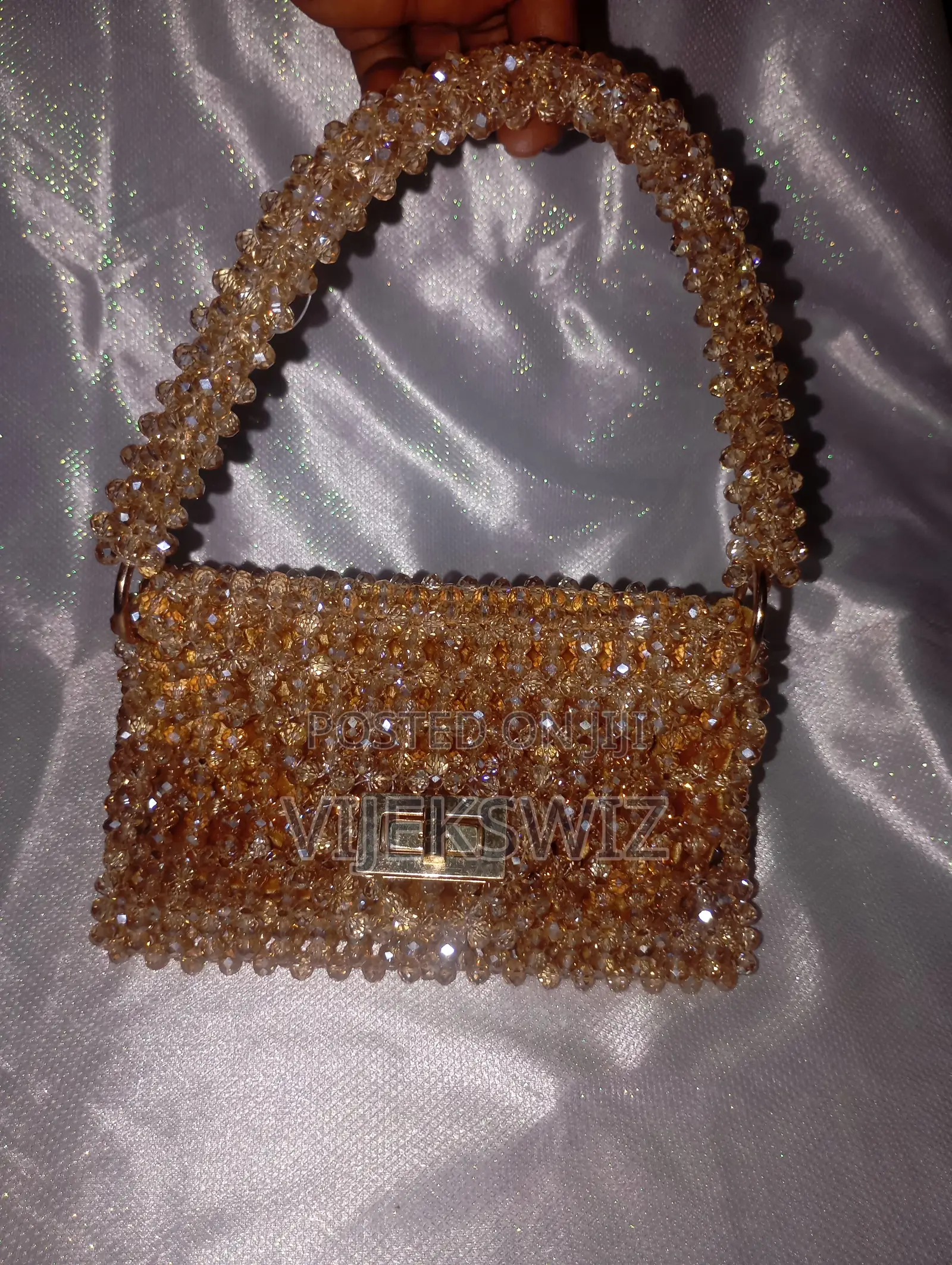 Luxury Champagne Gold Crystal Triangular Bag