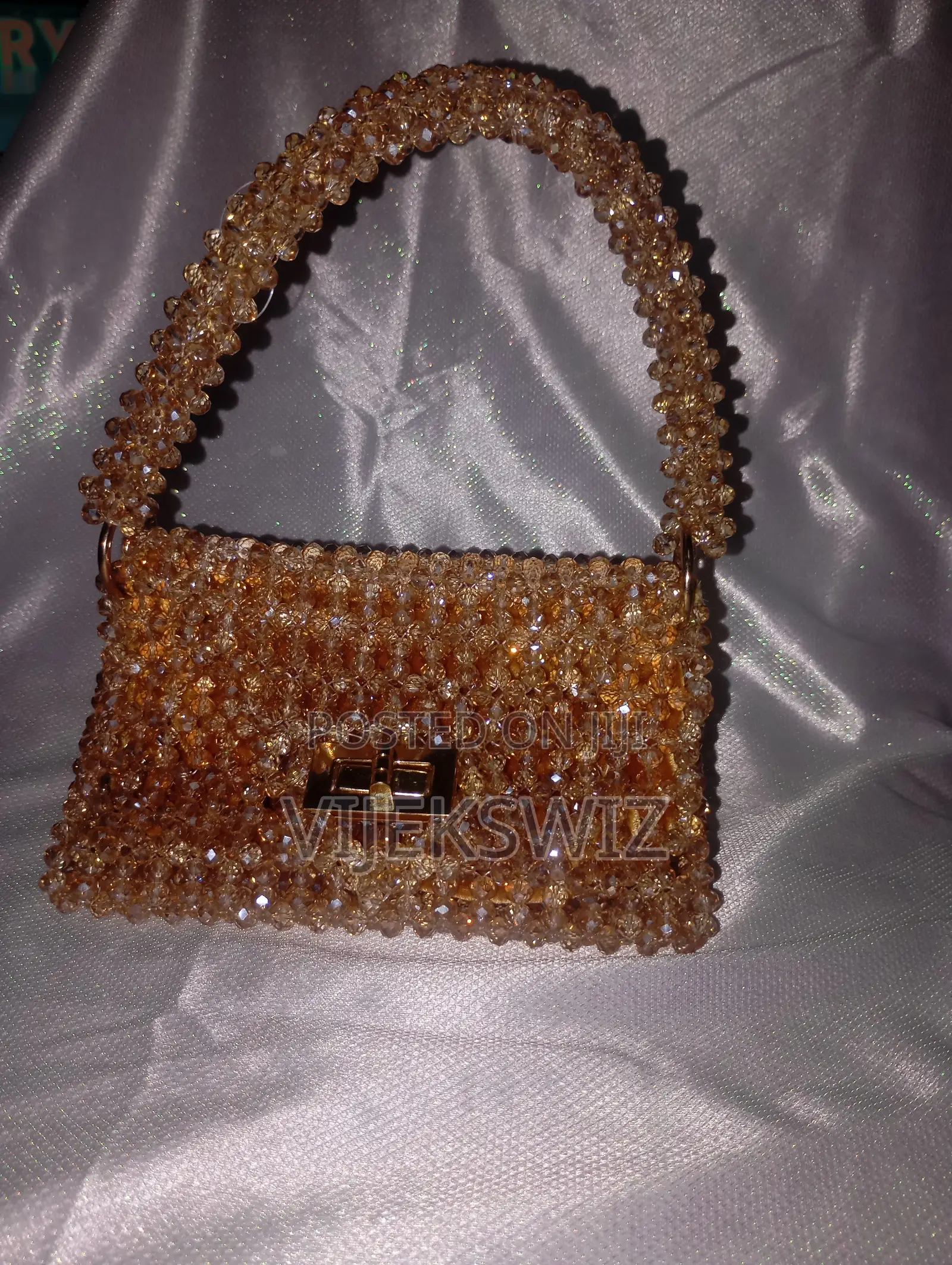 Luxury Champagne Gold Crystal Triangular Bag