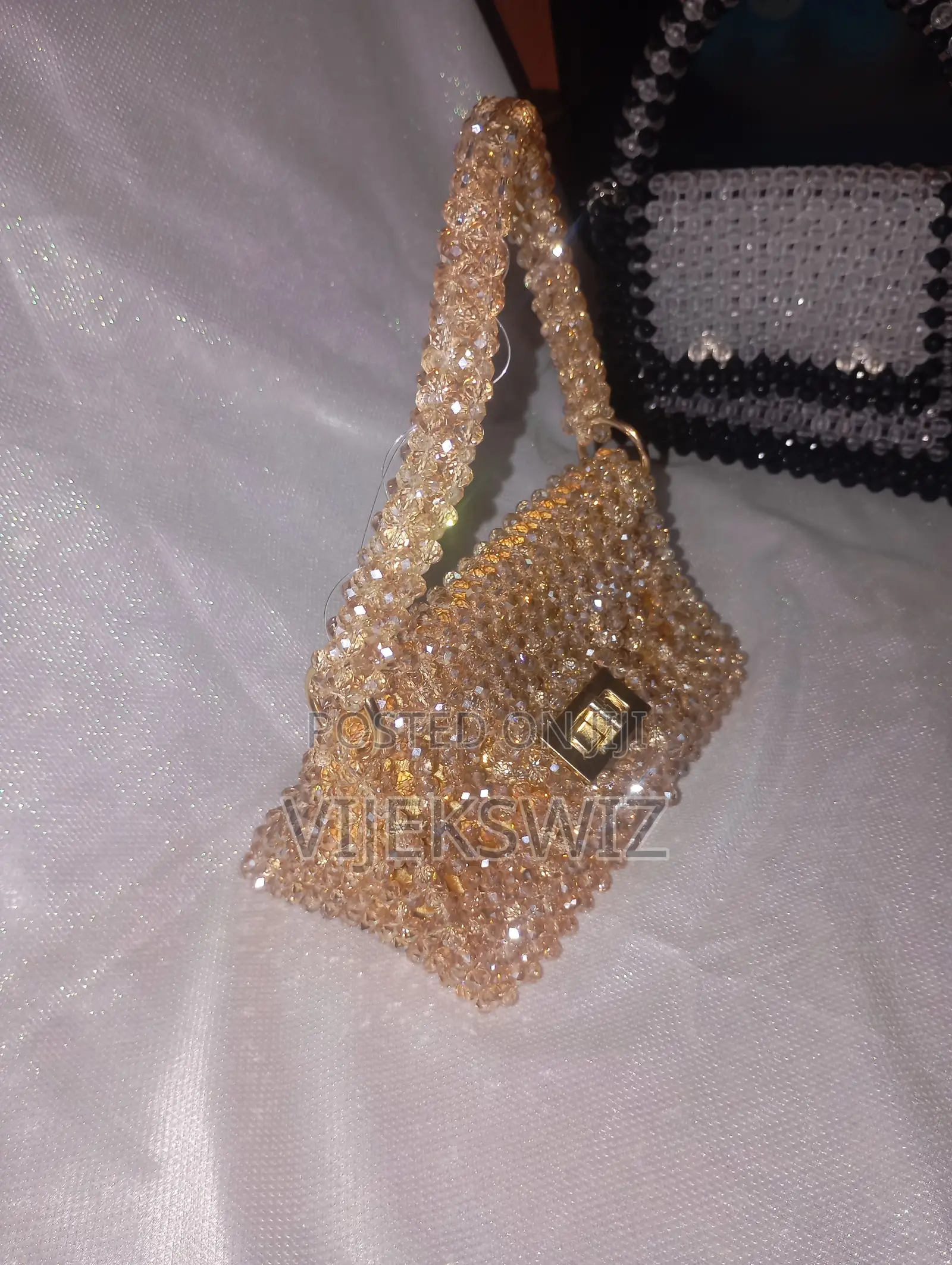 Luxury Champagne Gold Crystal Triangular Bag