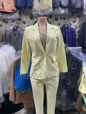 Ladies 2-Piece Trousers Suit in Curry and Gold Colour