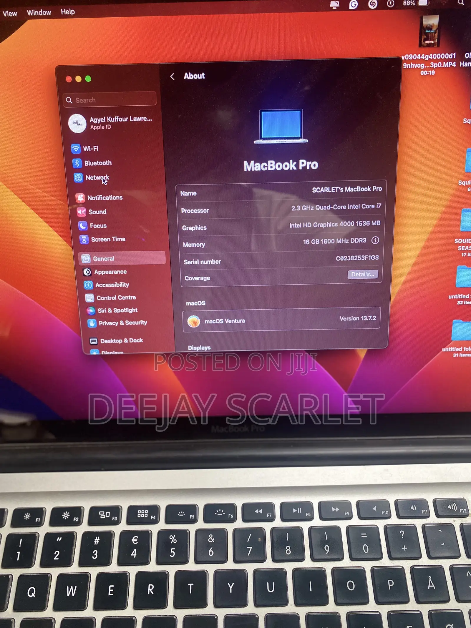 Laptop Apple MacBook 2012 16GB Intel Core i7 SSD 256GB