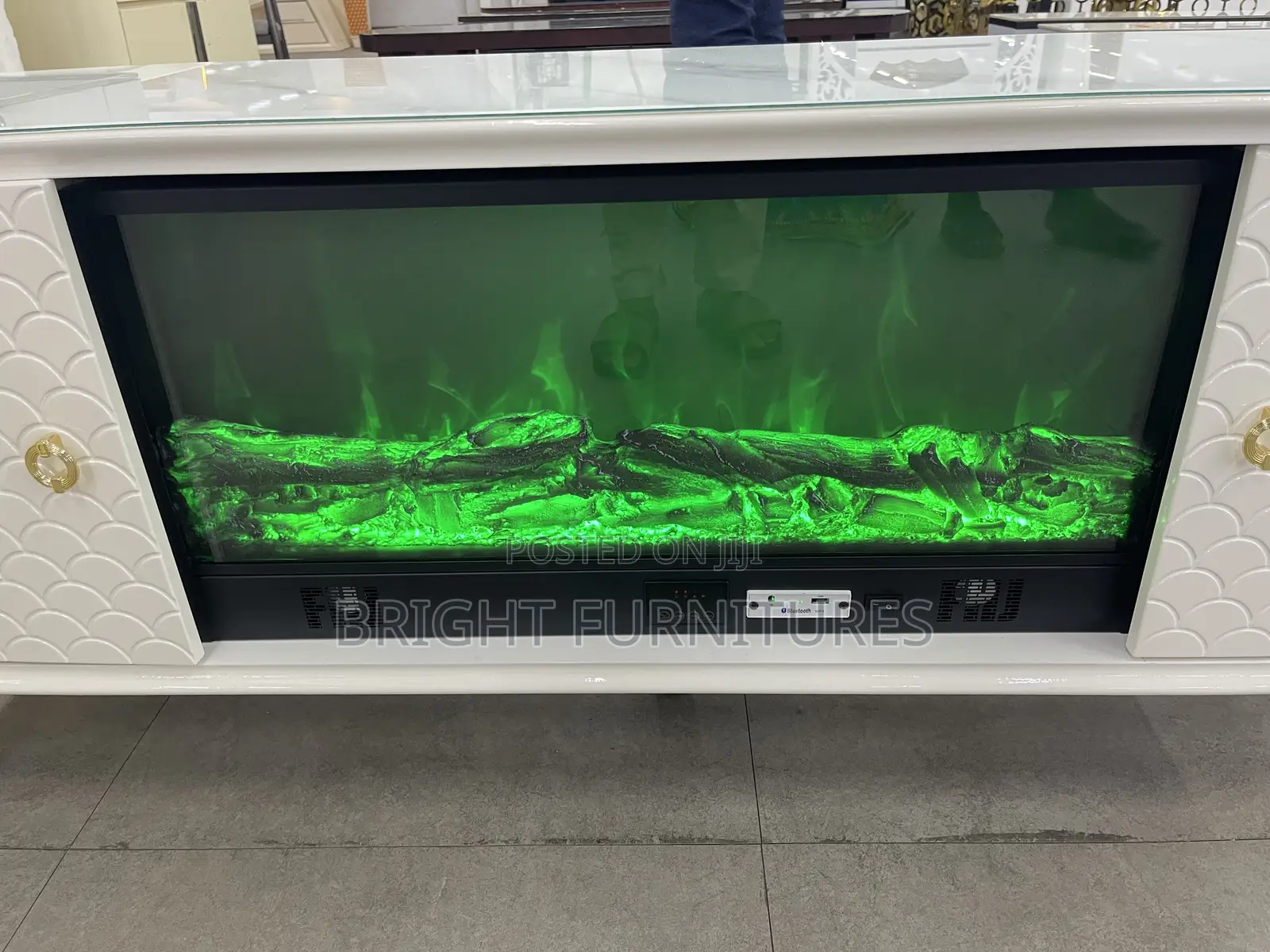 Electric Glass Top Wooden Tv Stand
