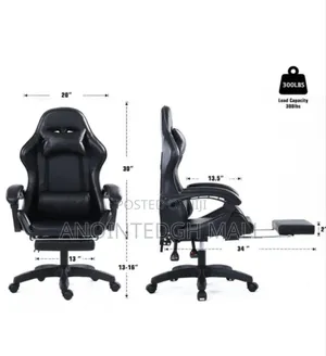 Luxury Gaming Chair With Footrest - Black