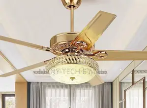 Metal Anti Dust Golden Fan With Light