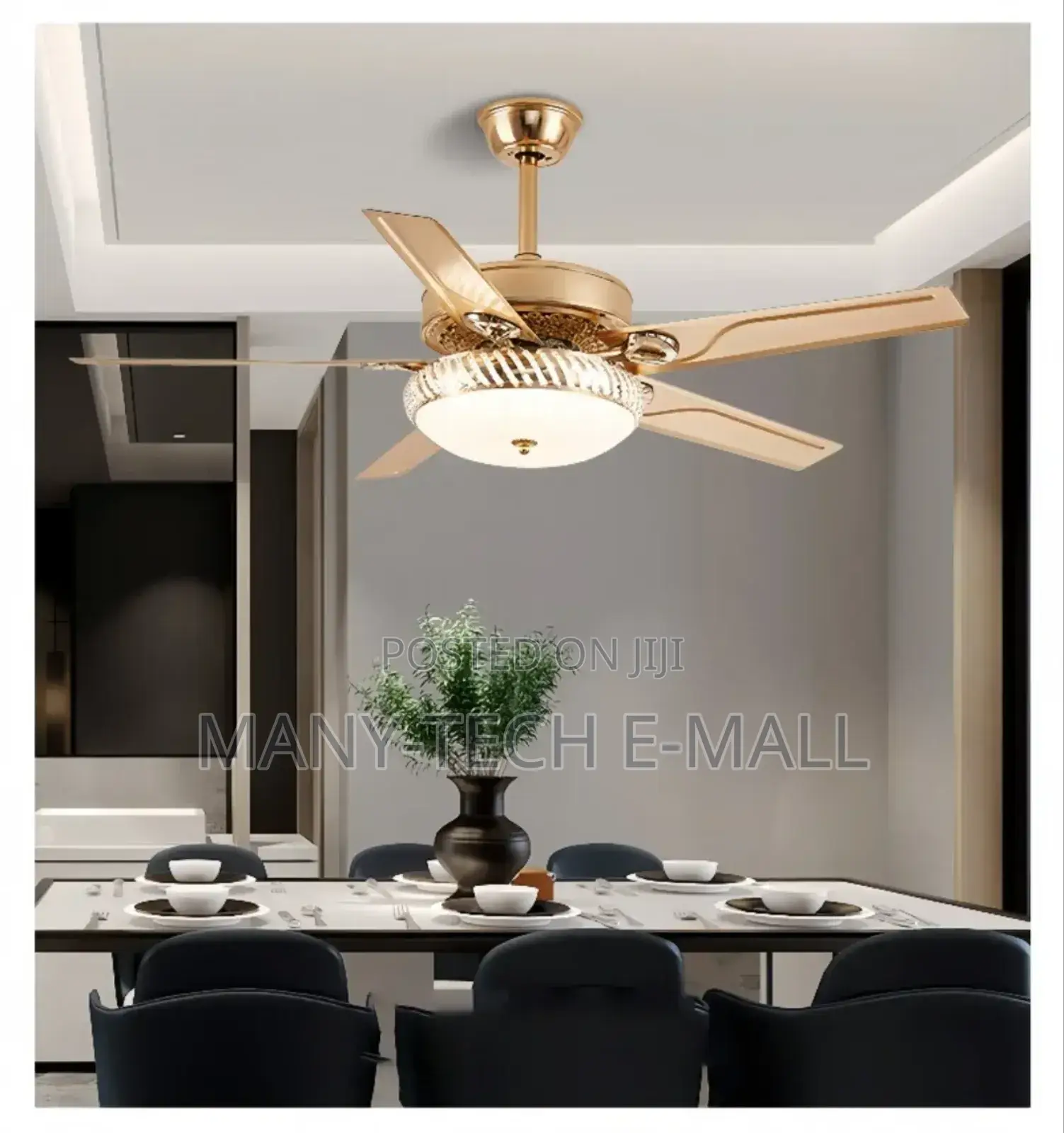 Metal Anti Dust Golden Fan With Light