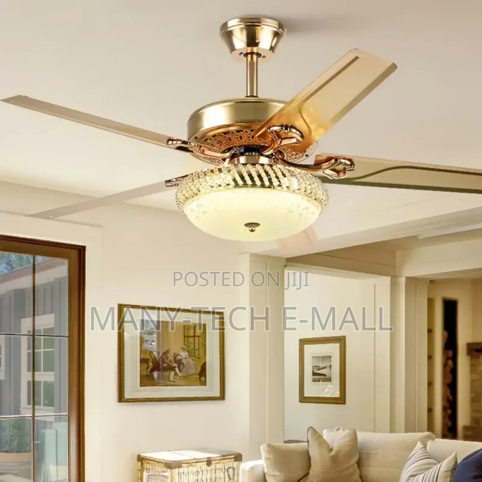 Metal Anti Dust Golden Fan With Light