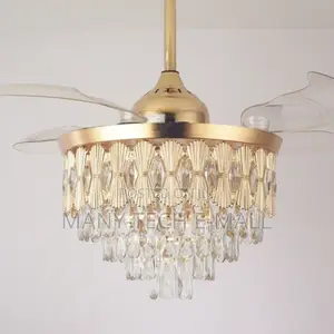 D2 Golden Crystal Chandelier Fan With Light.