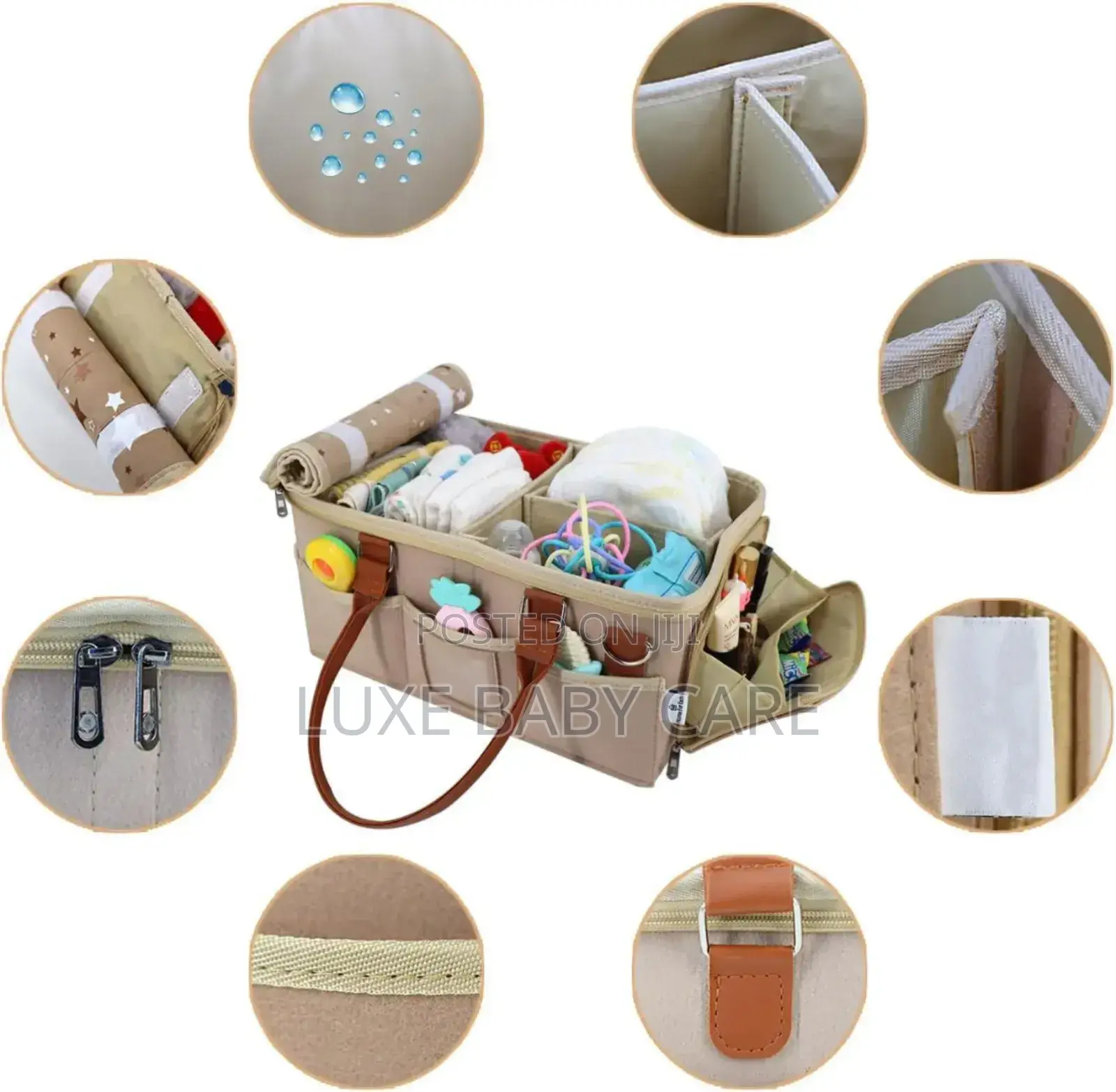 Diaper Caddy Organizer Bag With Lid and Removable Shoulder Strap