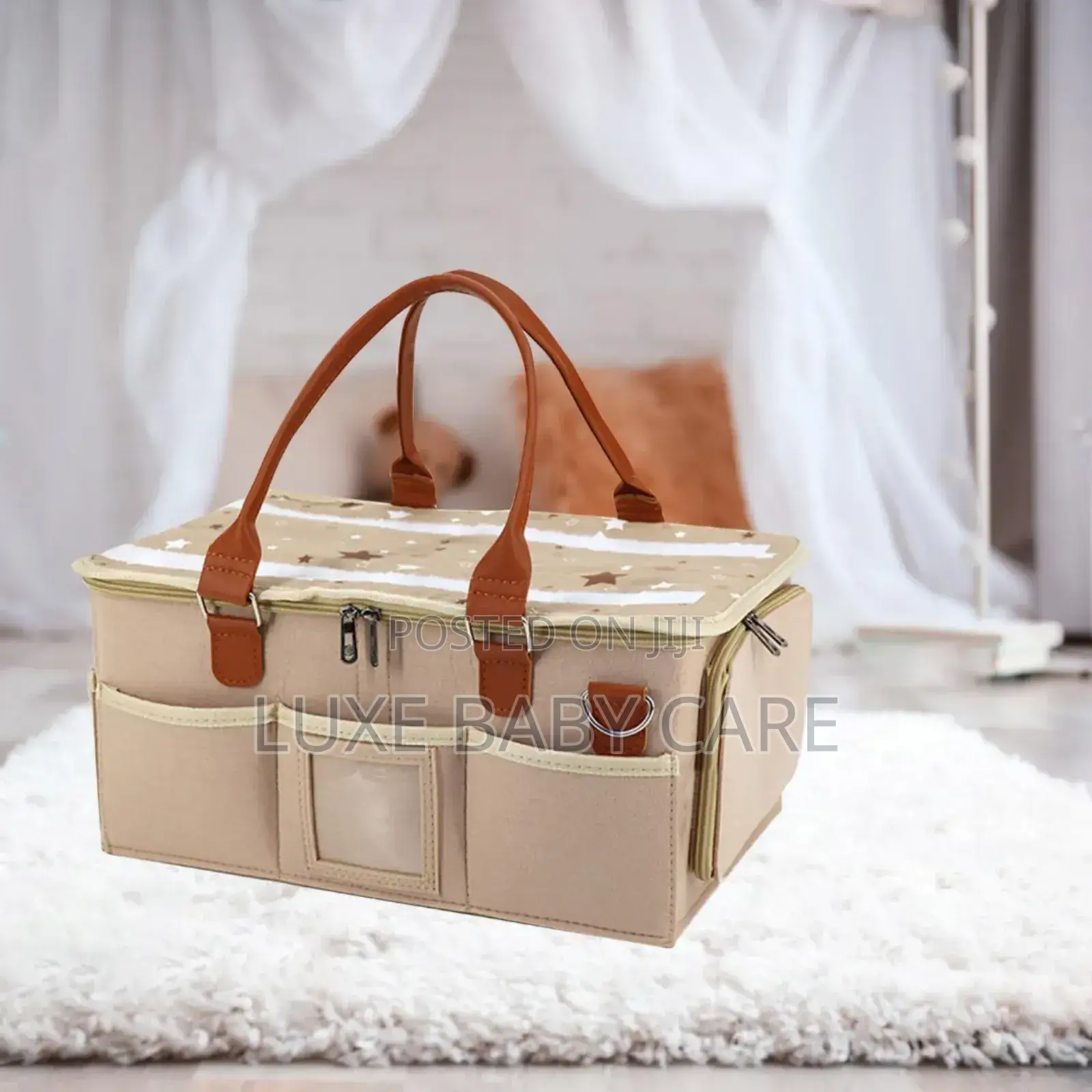 Diaper Caddy Organizer Bag With Lid and Removable Shoulder Strap