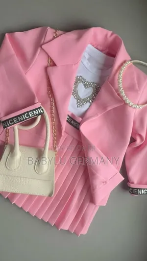5 Piece Pink Girl Suit With Handbag and Hair Band