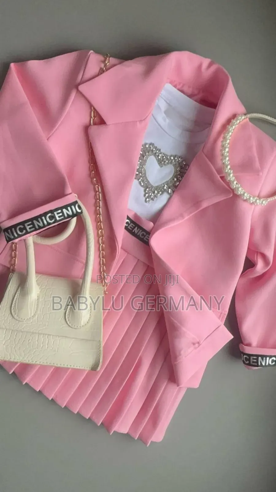 5 Piece Pink Girl Suit With Handbag and Hair Band